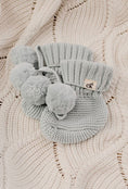 Load image into Gallery viewer, Knit Booties | Soft Blue Poms