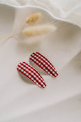 Load image into Gallery viewer, Gingham Hair clips - Candy Cane Red