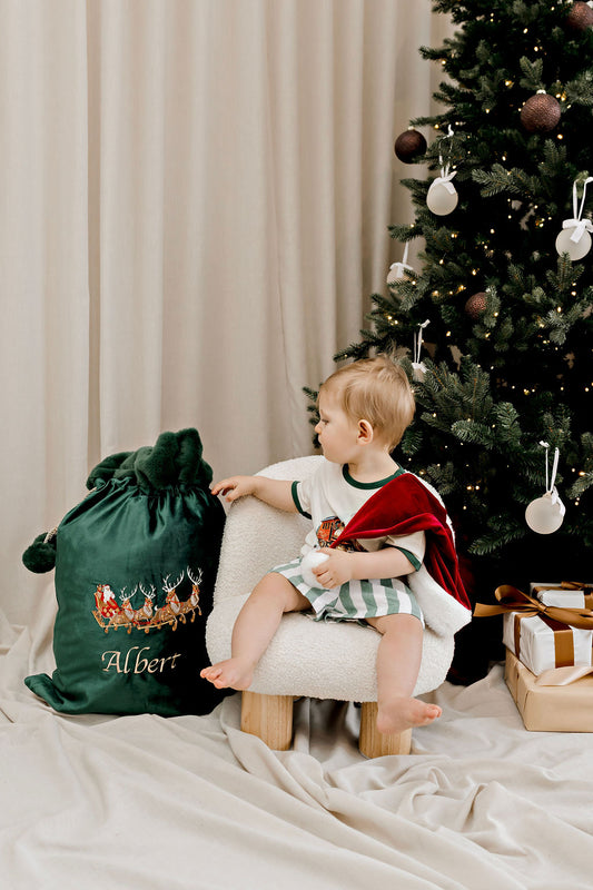 Deluxe Embroidered Santa Sack - Santa's Sleigh
