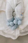 Load image into Gallery viewer, Knit Booties | Soft Blue Poms
