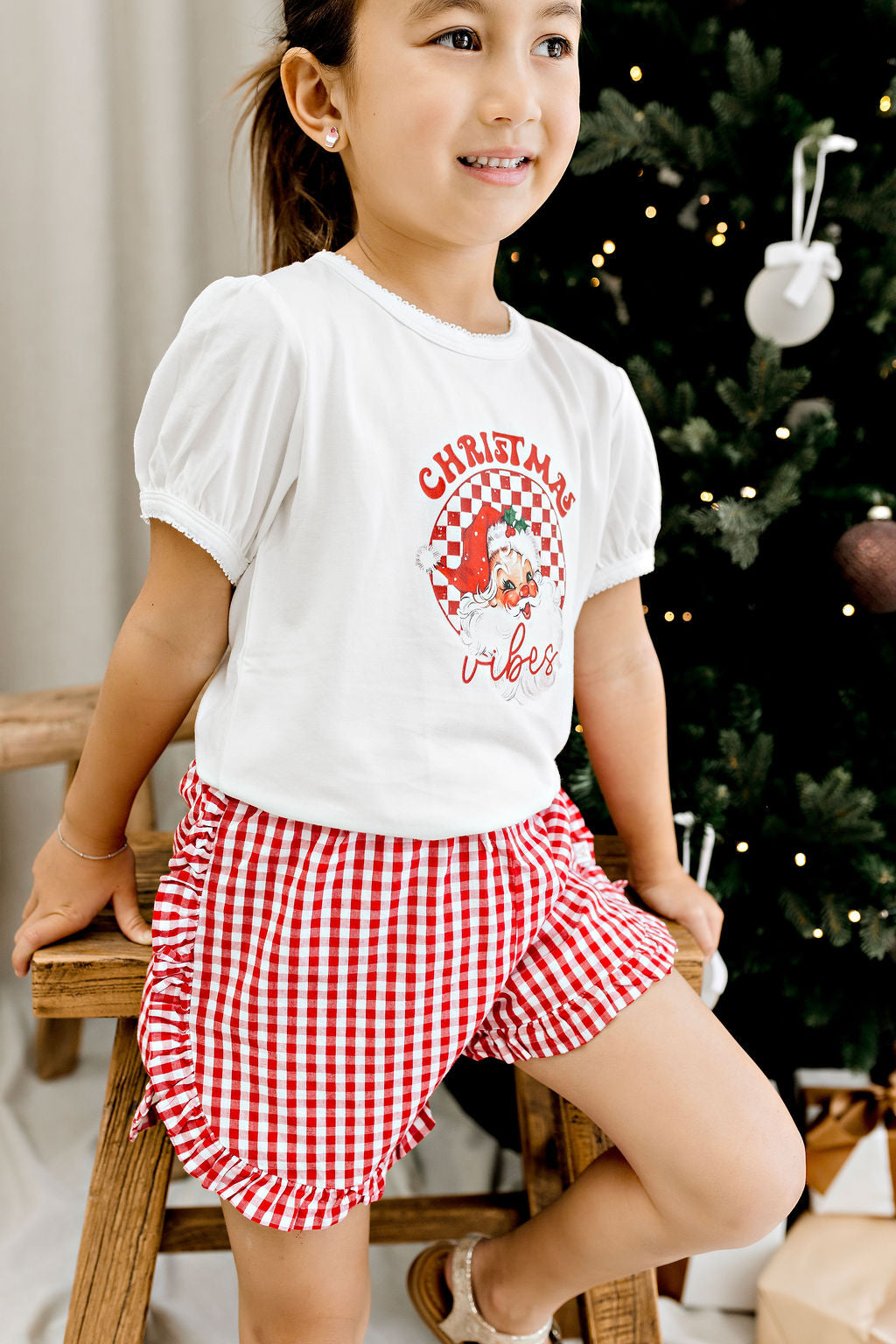 Red Plaid Ruffle Shorts