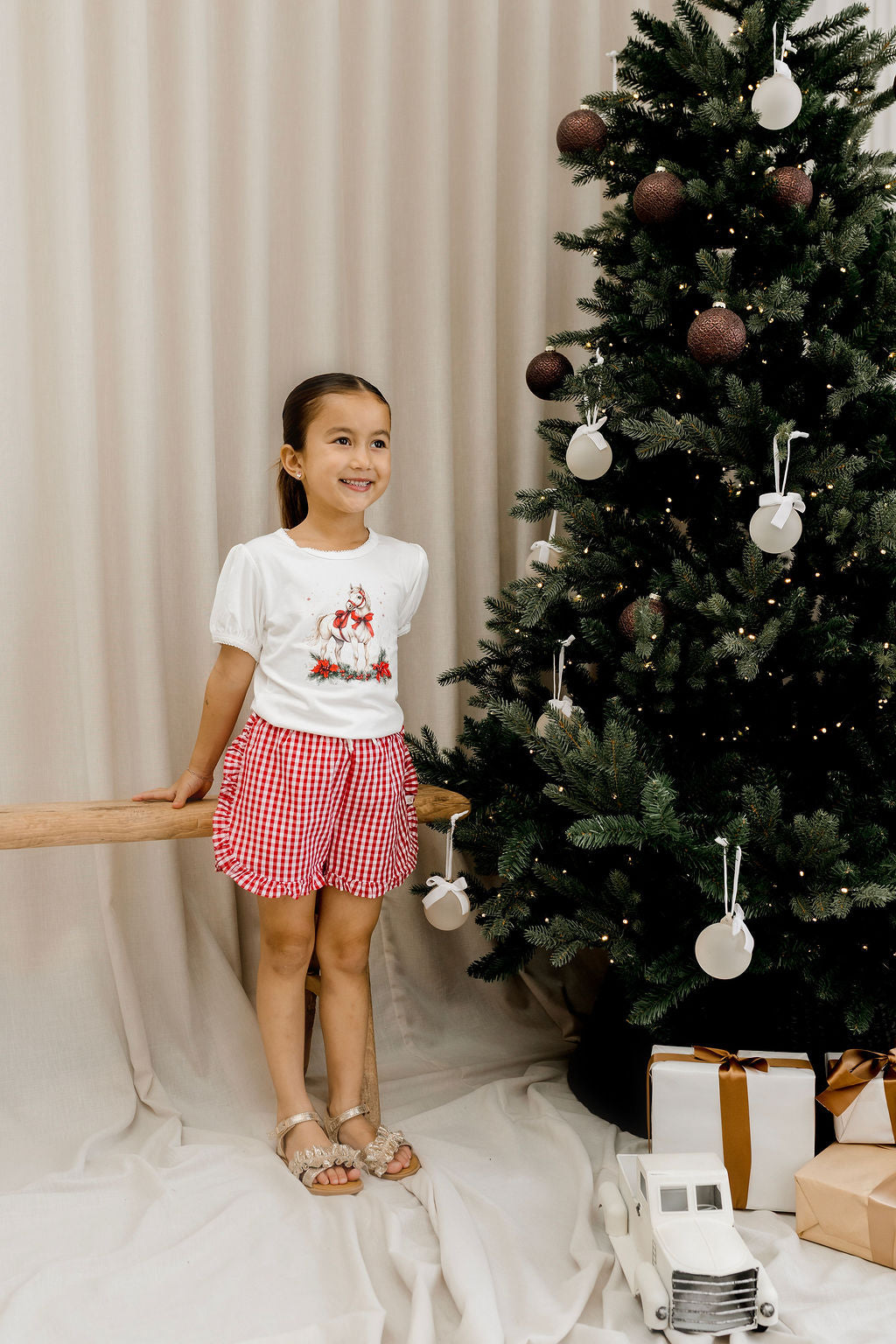Red Plaid Ruffle Shorts