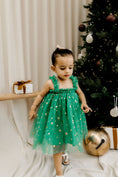 Load image into Gallery viewer, Classic Christmas Tulle Dress - Green Stars
