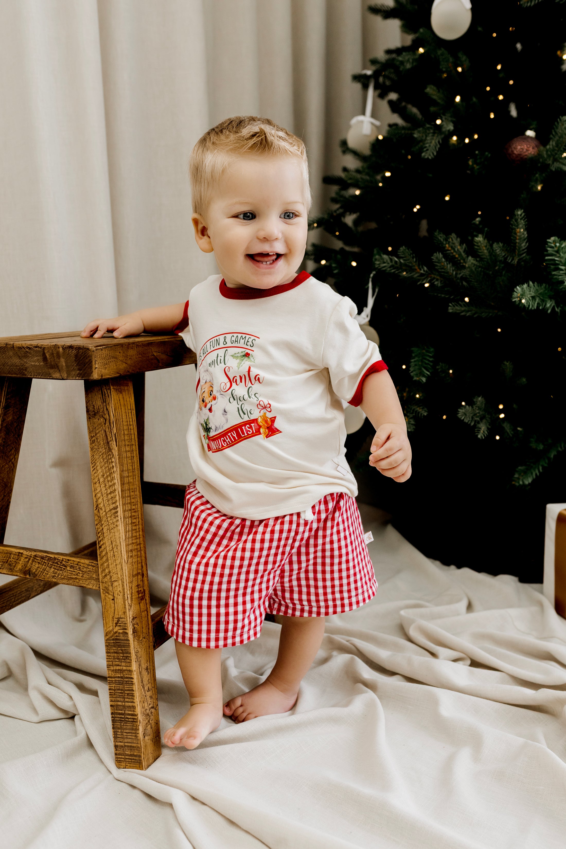 Red Plaid Check Shorts
