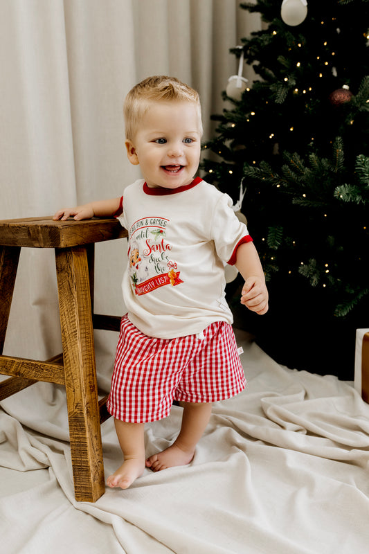 Red Plaid Check Shorts