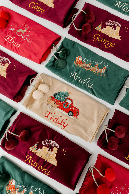 Deluxe Embroidered Santa Sack - Reindeer