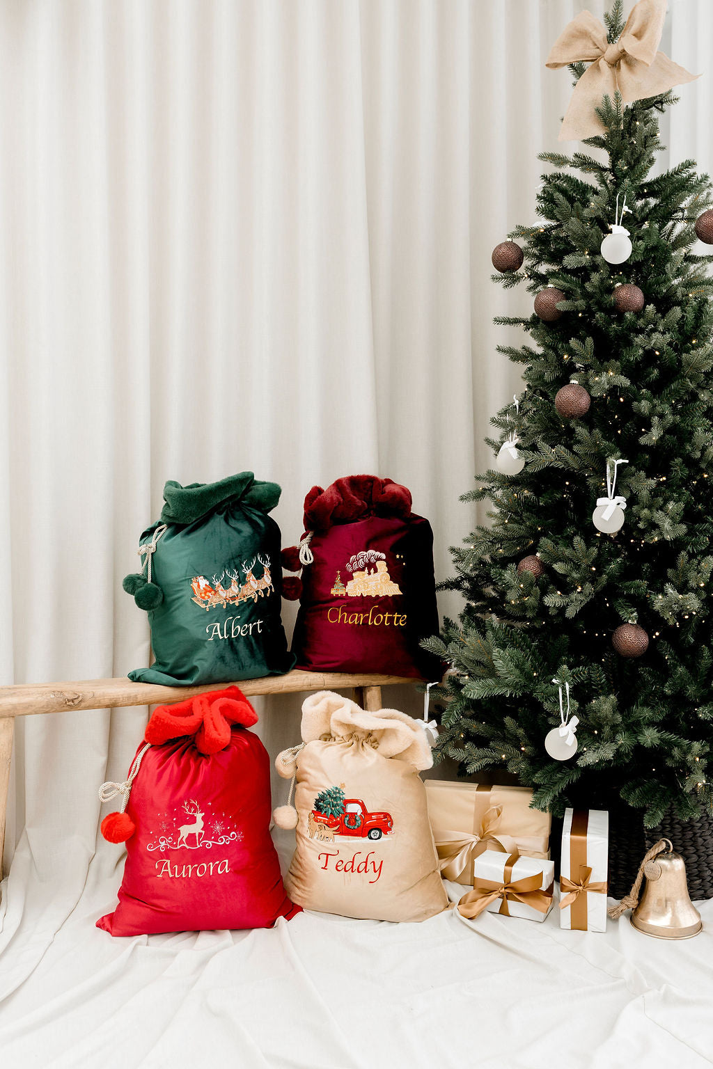 Deluxe Embroidered Santa Sack - Reindeer