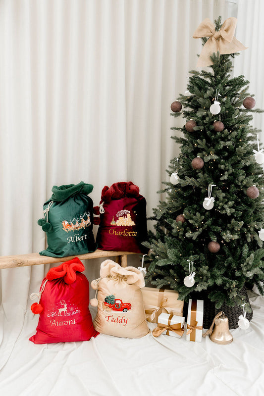 Deluxe Embroidered Santa Sack - Christmas Truck