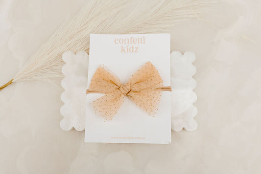 Sparkly Gold Tulle Bow