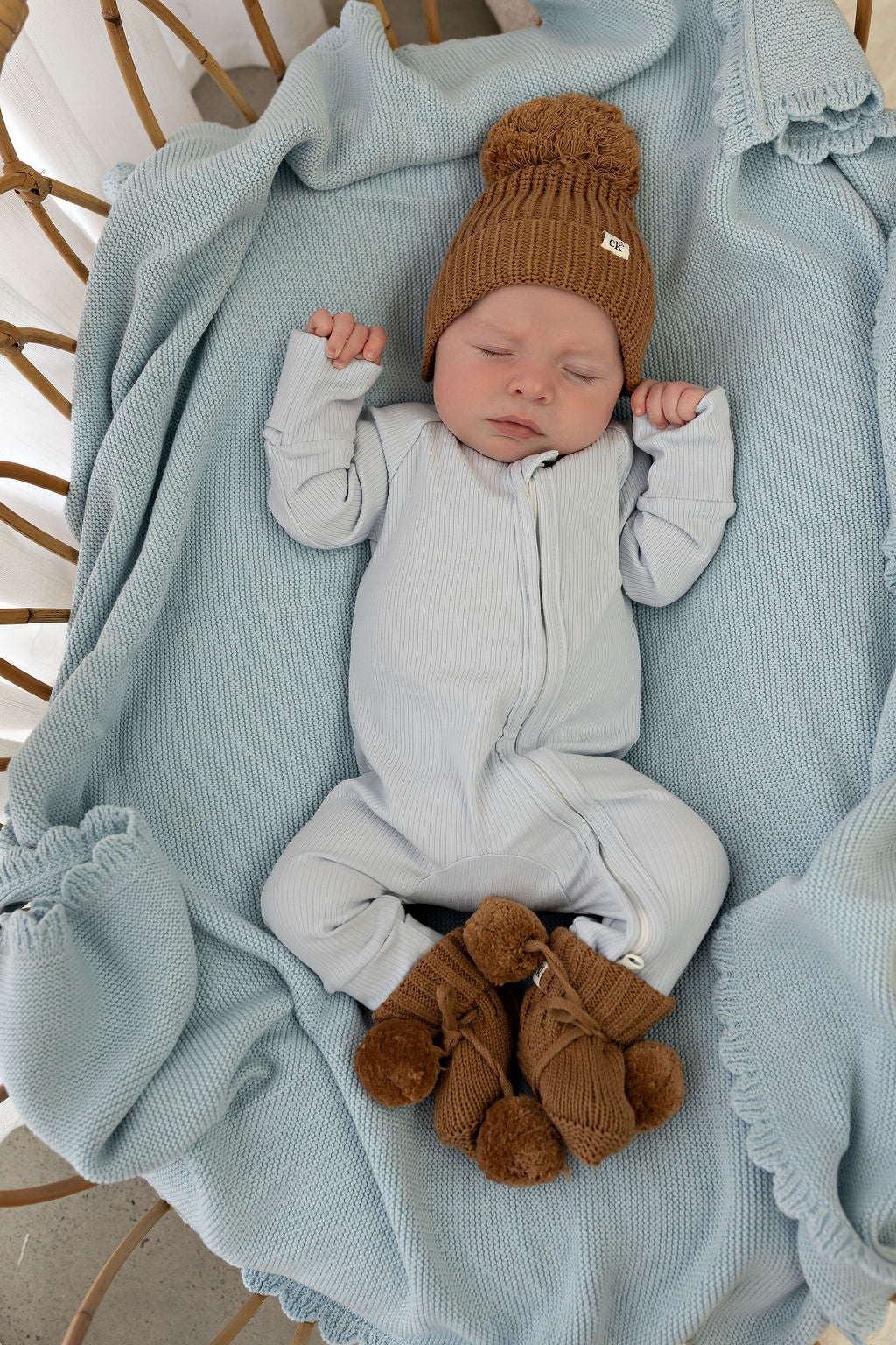 Knitted Booties | Chocolate Pomms