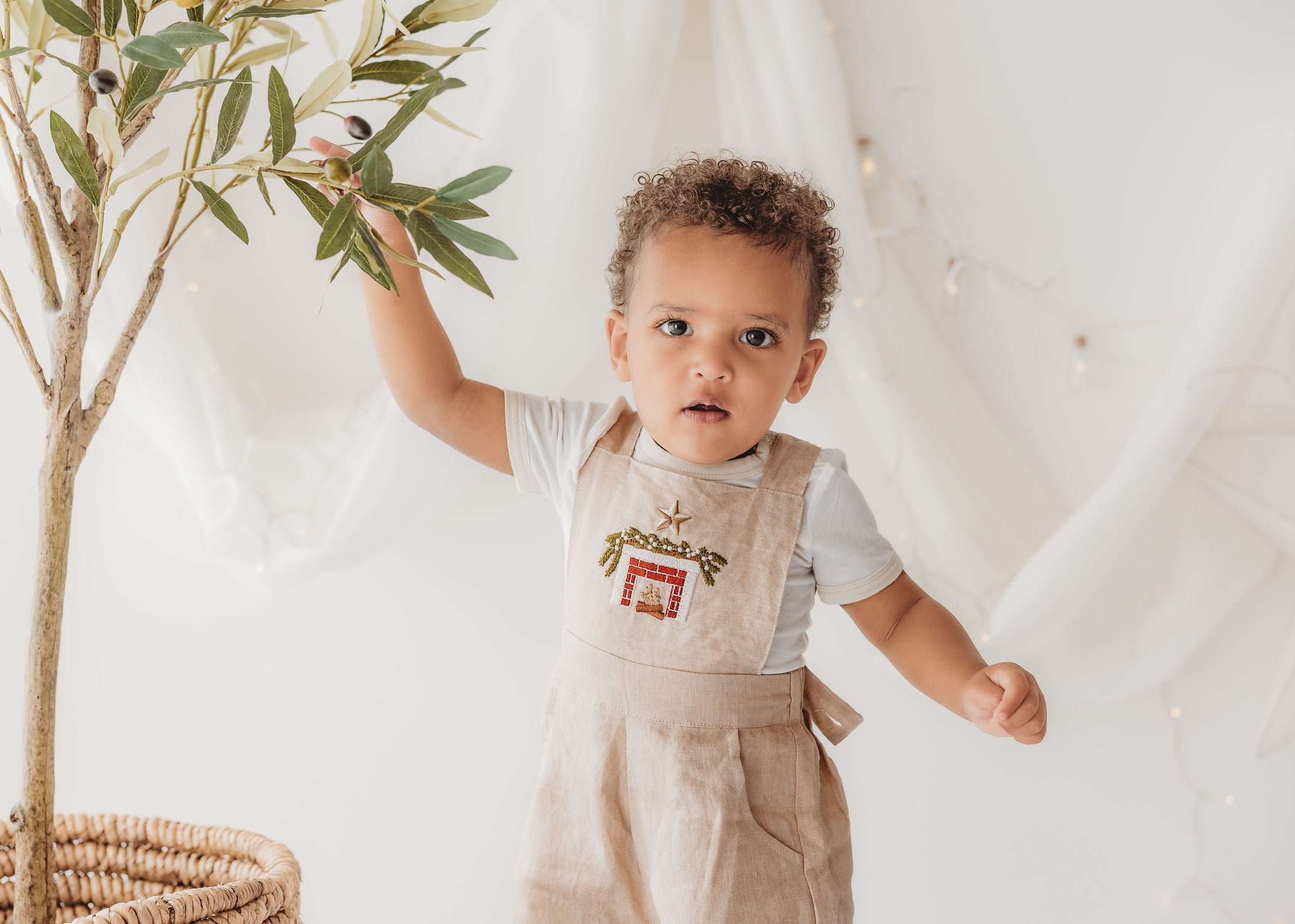 Embroidered Oak Overalls - Cosy Fireplace