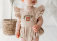 Load image into Gallery viewer, SIZE NB LEFT • Embroidered Oak Romper - Cosy Fireplace
