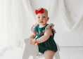 Load image into Gallery viewer, SIZE NB left • Embroidered Forest Green Romper - Vintage Toys
