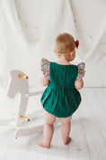 Load image into Gallery viewer, SIZE NB left • Embroidered Forest Green Romper - Vintage Toys
