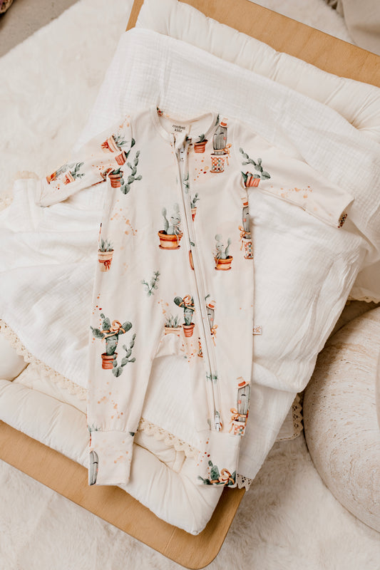 Happy Cactus - Bamboo Zipsuit