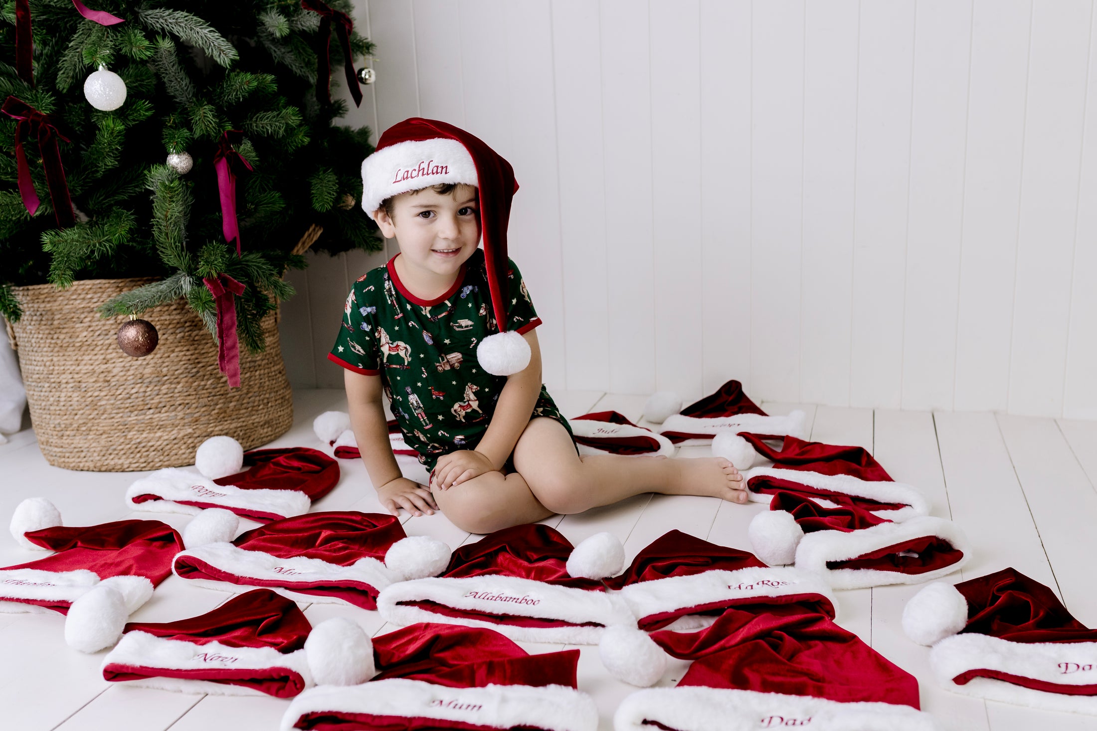 Luxe Embroidered Family Santa Hat