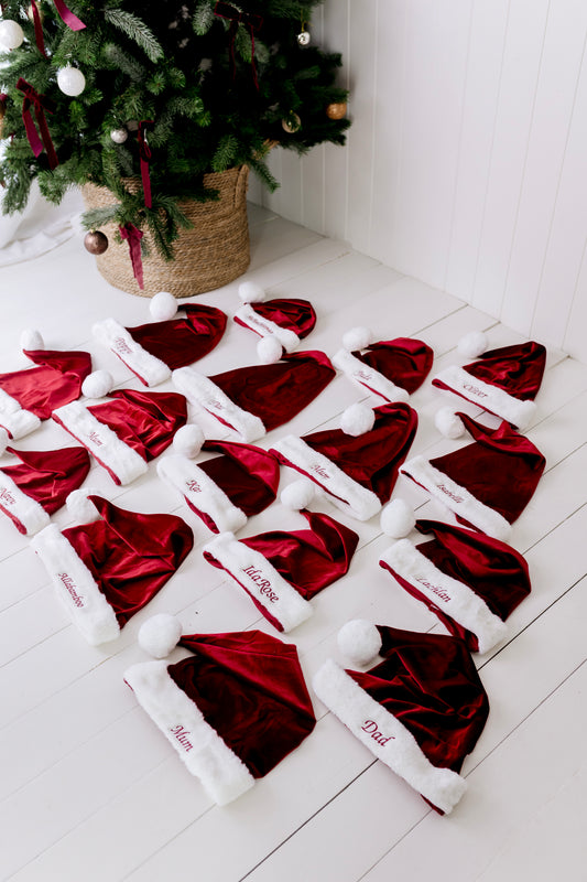 Luxe Embroidered Family Santa Hat