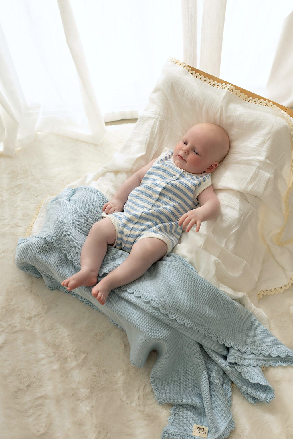 Heritage Knit Blanket | Traditional Blue