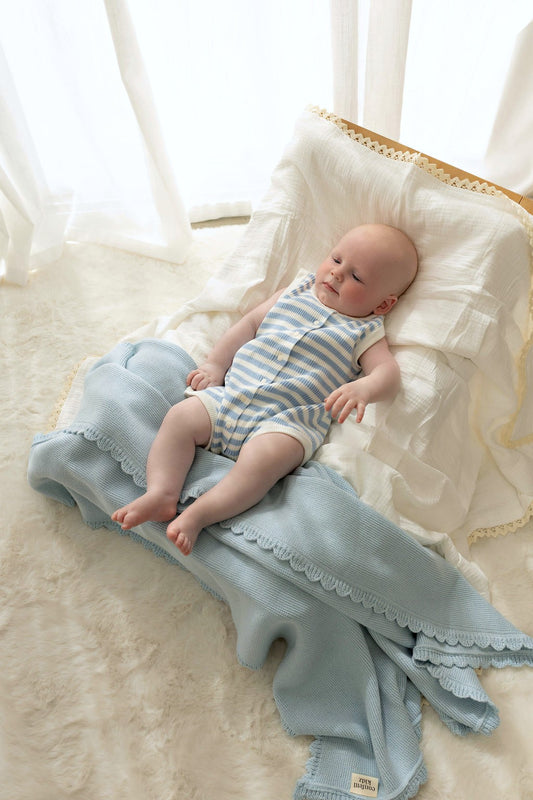 Heritage Knit Blanket | Traditional Blue