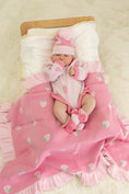 Load image into Gallery viewer, Frilly Knit Blanket | Strawberry Kisses
