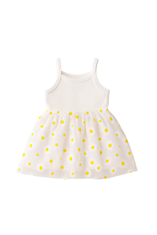 Ribbed Tulle Dress - Summer Daisies