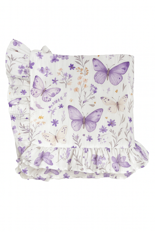 Lilac Butterflies | Muslin Blanket
