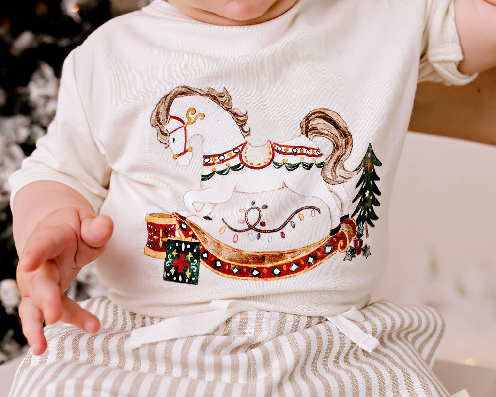 Christmas Rocking Horse Tee - Eggnog