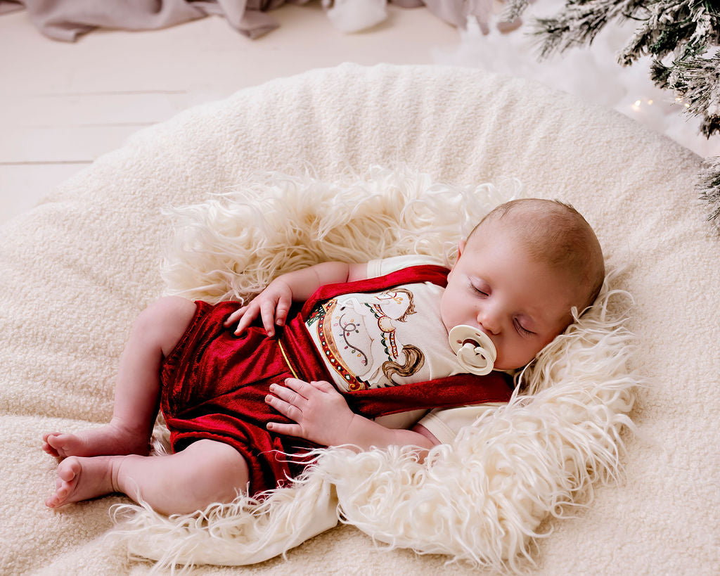 Christmas Rocking Horse Bodysuit - Eggnog