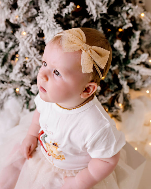 Sparkly Gold Tulle Bow