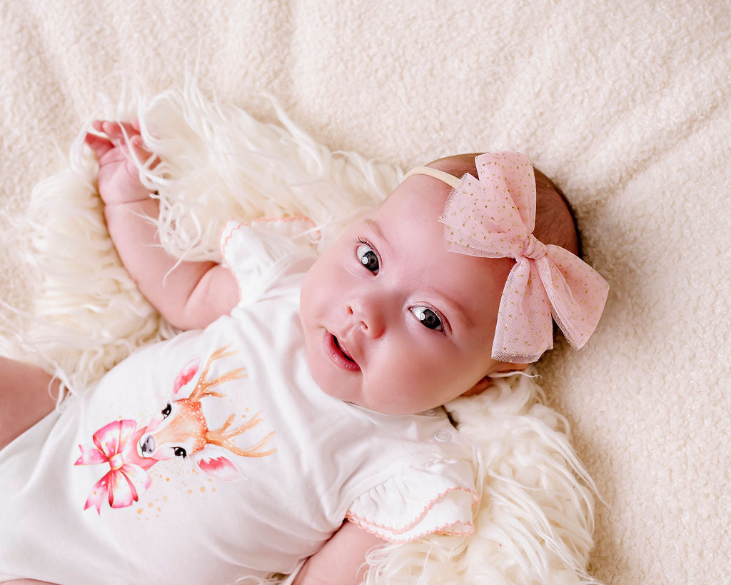 Sparkly Pink Tulle Bow