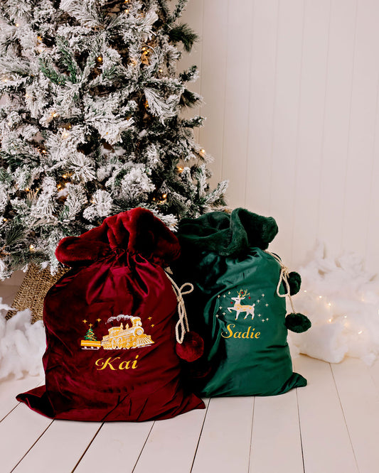 Deluxe Embroidered Santa Sacks - CHECK NAMES ALREADY EMBROIDERED