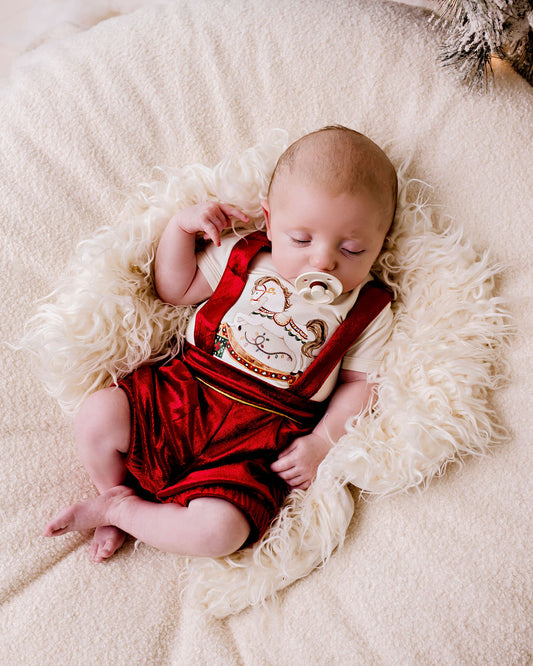 Christmas Rocking Horse Bodysuit - Eggnog