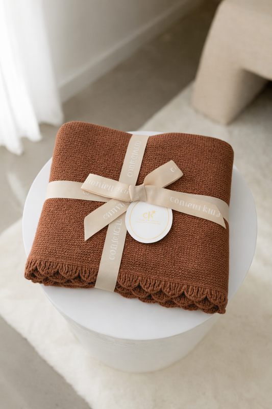 Heirloom Knit Blanket | Chocolate