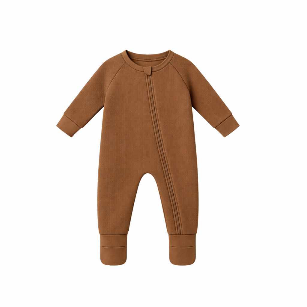 Chocolate Pointelle Zipsuit