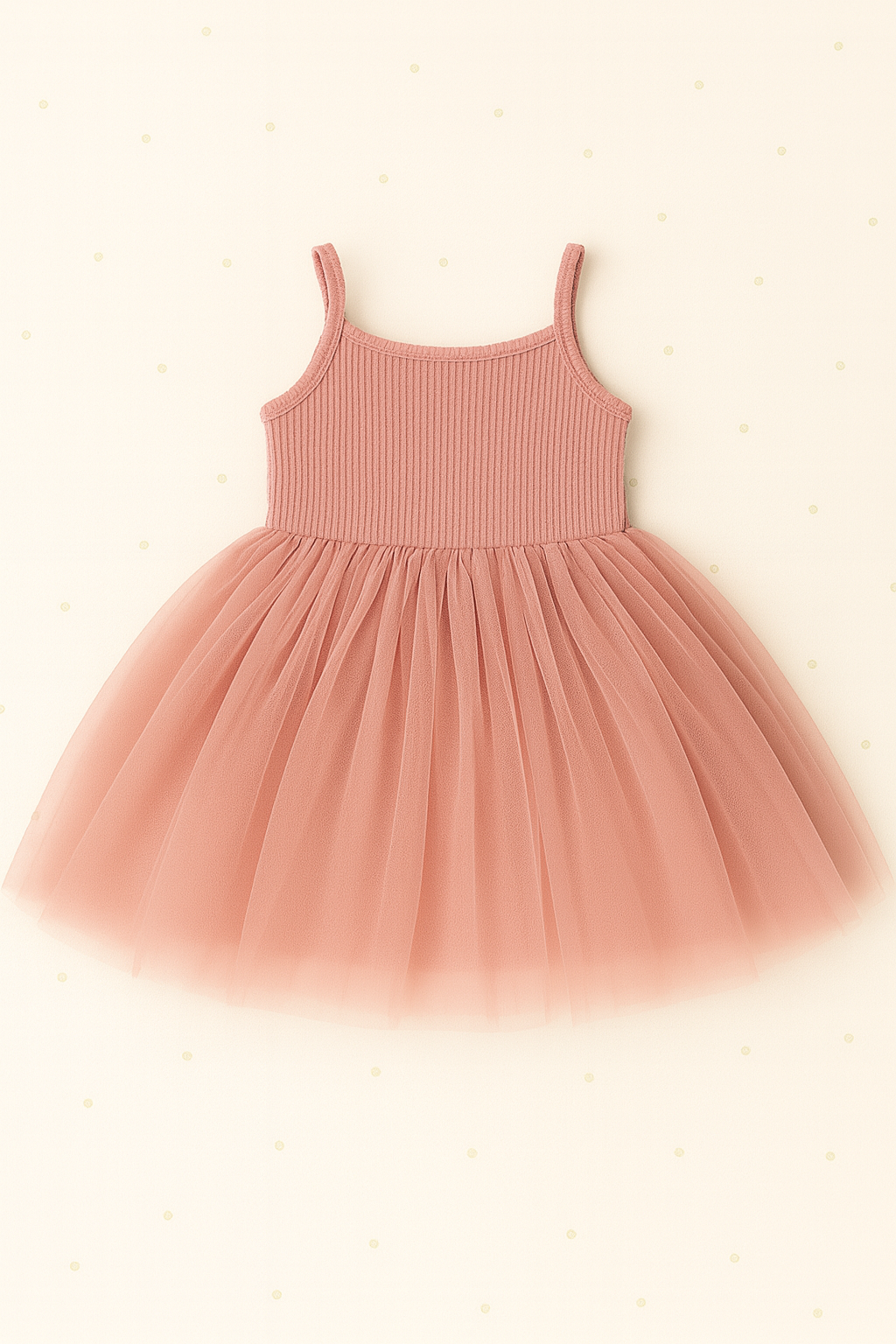 Ribbed Tulle Dress - Dusty Pink