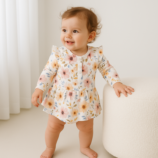 Sweet Florals - Onesie Flutter Dress