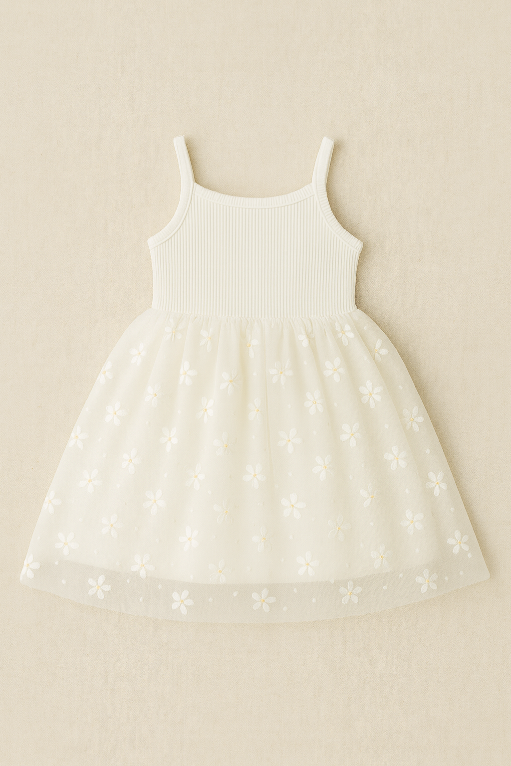 Ribbed Tulle Dress - Golden Daisies
