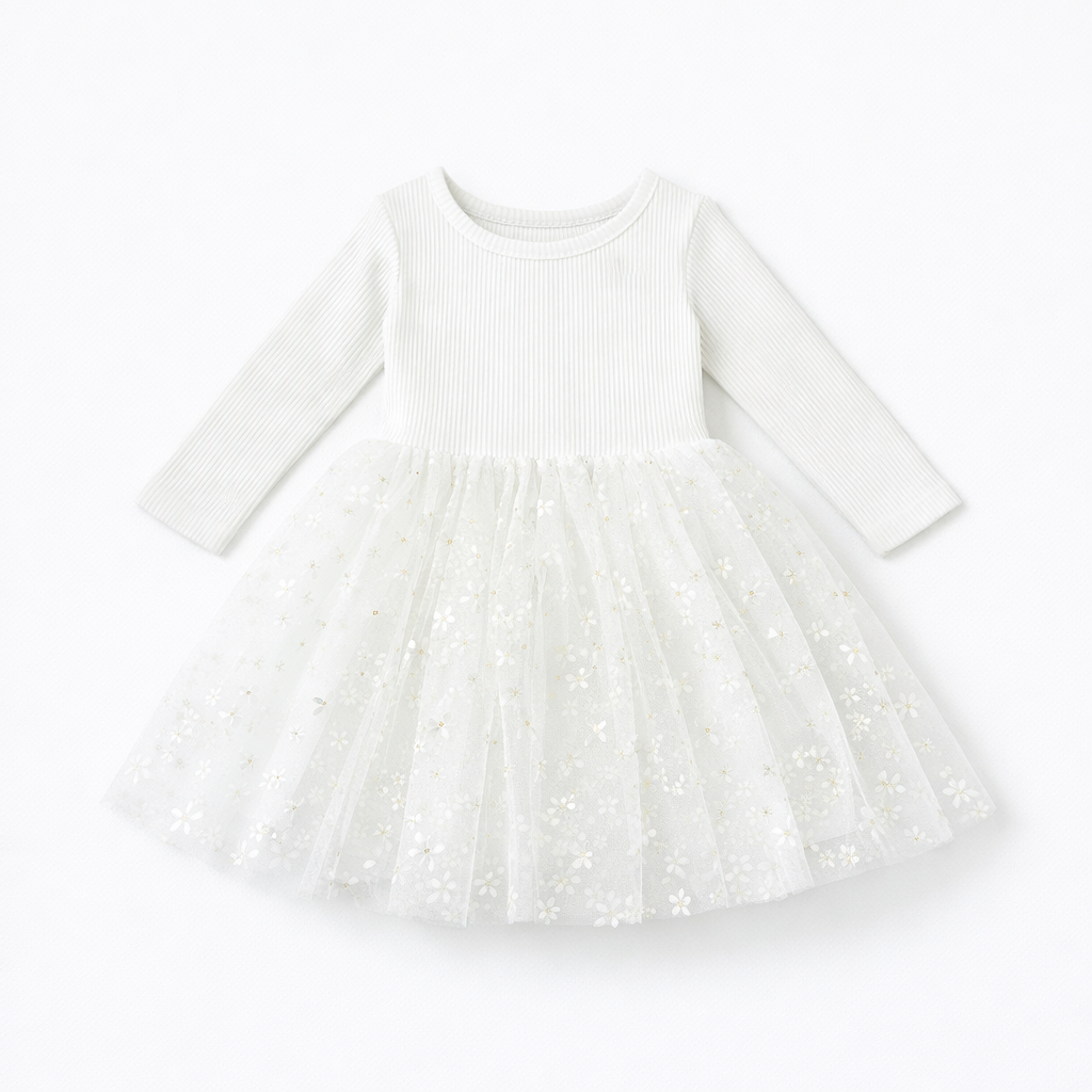 Golden Daisies - Long Sleeve Tulle Dress