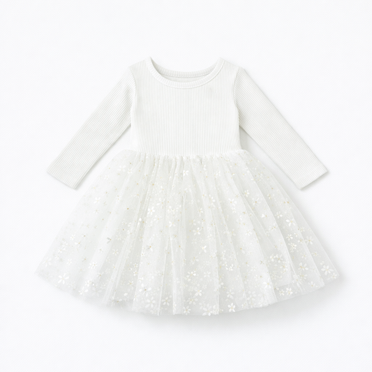 Golden Daisies - Long Sleeve Tulle Dress