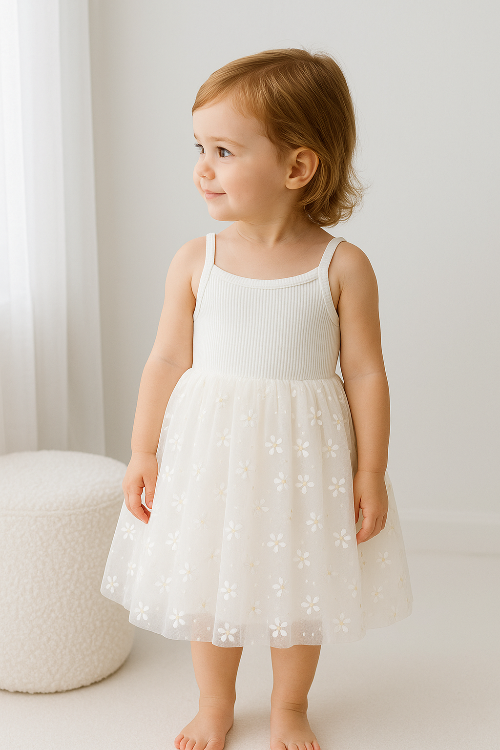Ribbed Tulle Dress - Golden Daisies