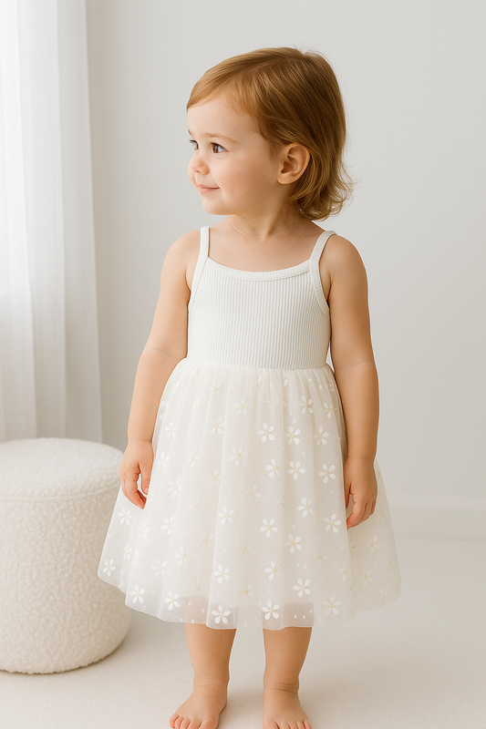 Ribbed Tulle Dress - Golden Daisies