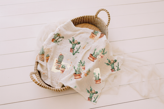 Happy Cactus - Organic Muslin Swaddle