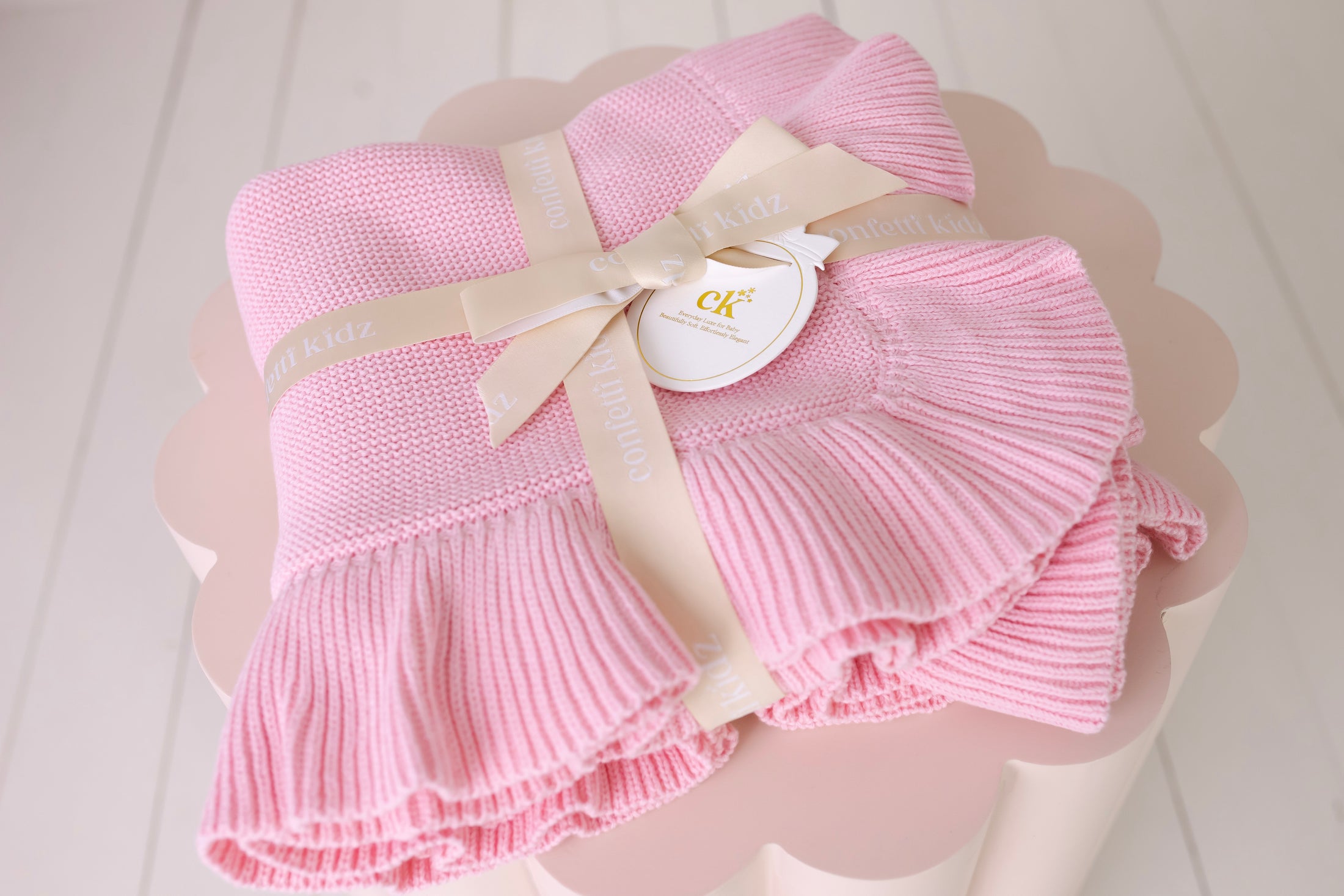 Frilly Knit Blanket | Cotton Candy