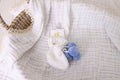 Knitted Booties | Blue Poms
