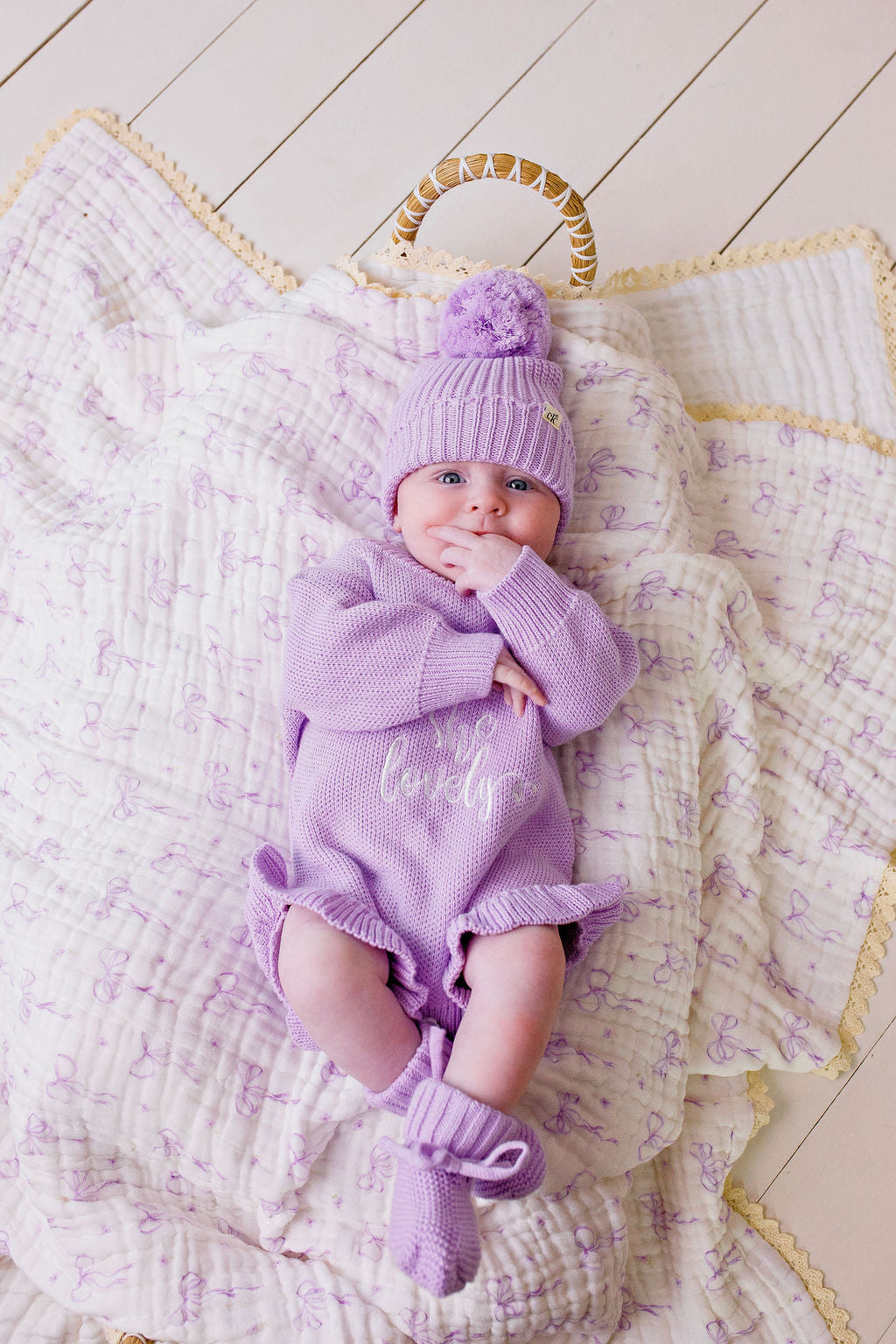 Knitted Baby Booties | Lilac