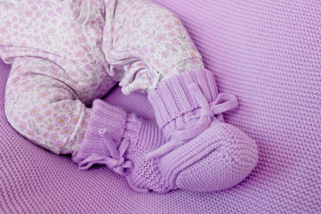Knitted Baby Booties | Lilac