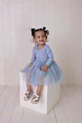 Load image into Gallery viewer, L/S Ribbed Tulle Dress - Dusty Blue
