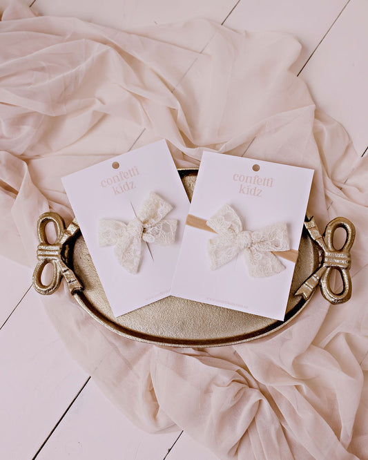 Ivory Lace Bow - Headband