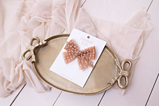 Caramel Tulle Polkadot  - Headband