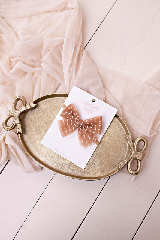 Caramel Tulle Polkadot  - Headband